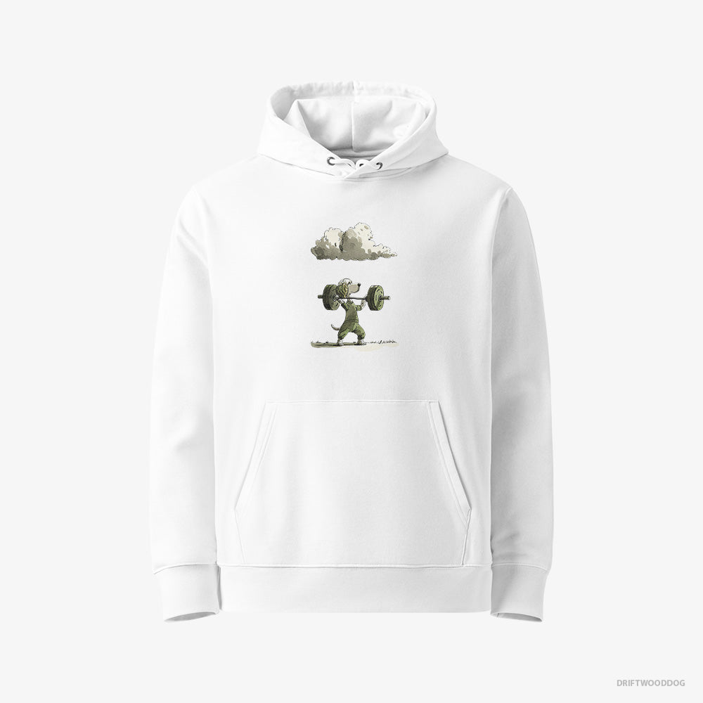 Poodle Hoodie – Men White Hoodie Eco-Friendly – Powerlifting Champion (on White Background)