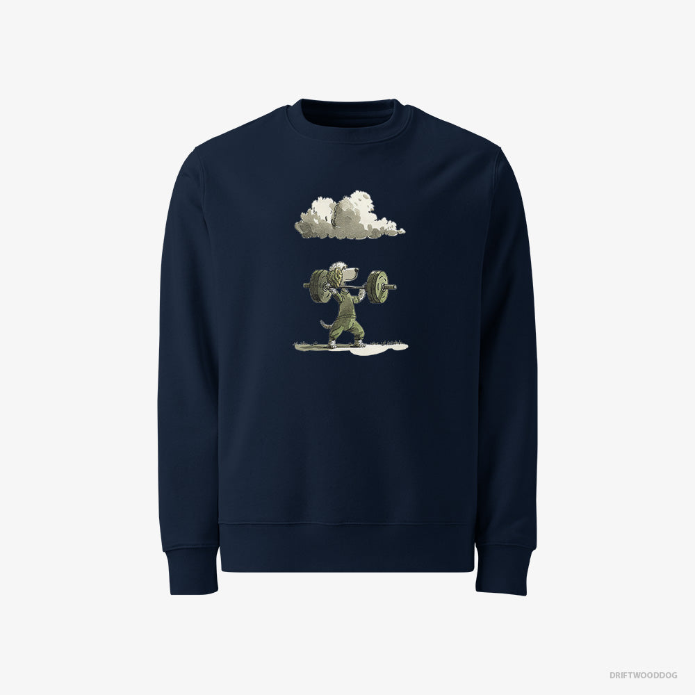 Poodle Sweatshirt – Men Navy Sweatshirt Classic – Powerlifting Champion (on White Background)