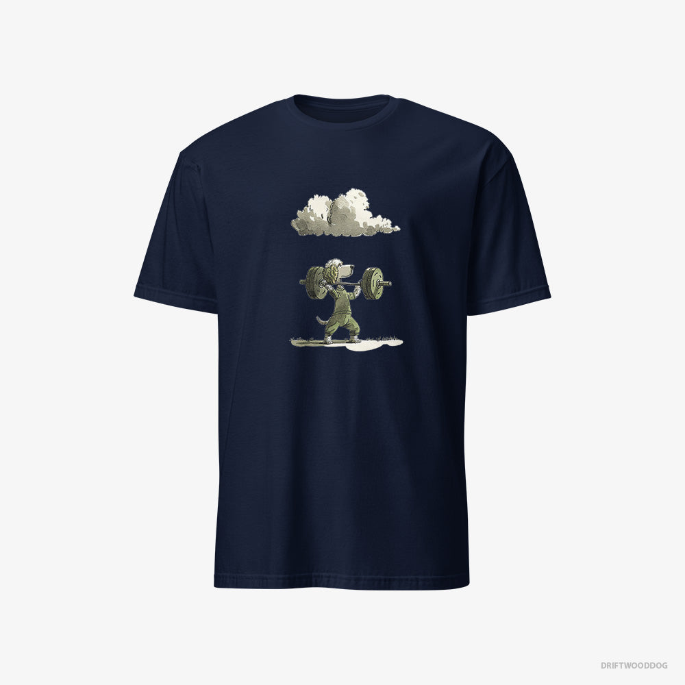 Poodle T-Shirt – Men Navy T-Shirt Classic – Powerlifting Champion (on White Background)