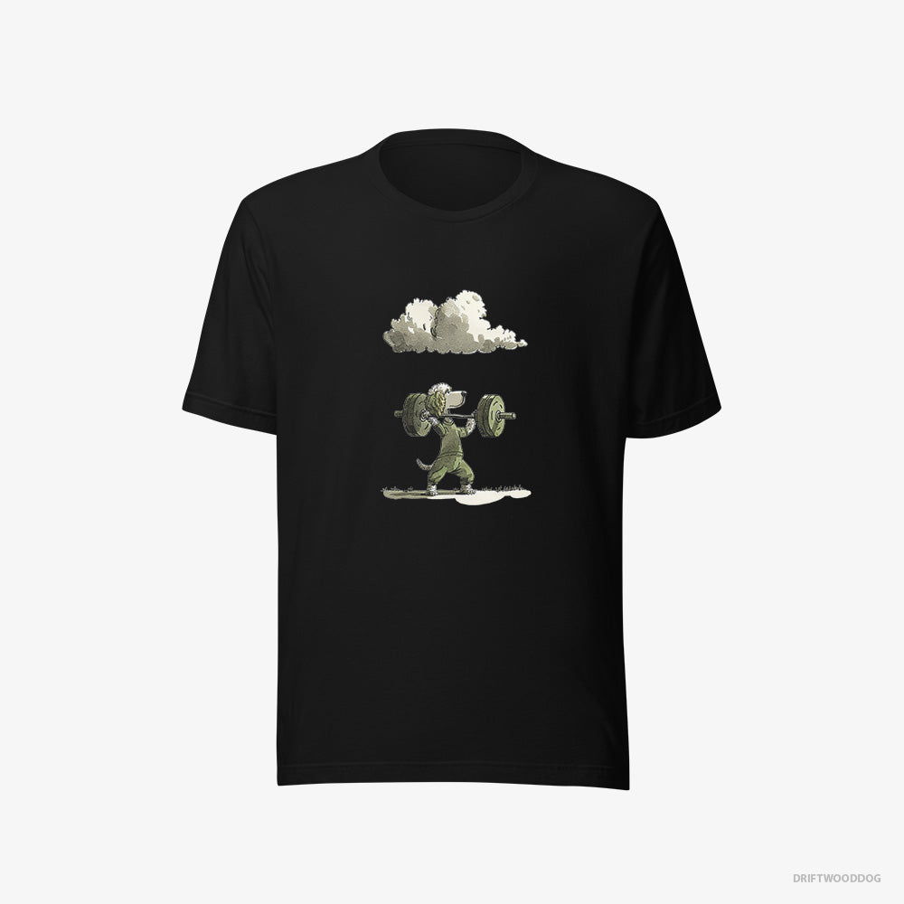 Poodle T-Shirt – Men Black T-Shirt Eco-Friendly – Powerlifting Champion (on White Background)