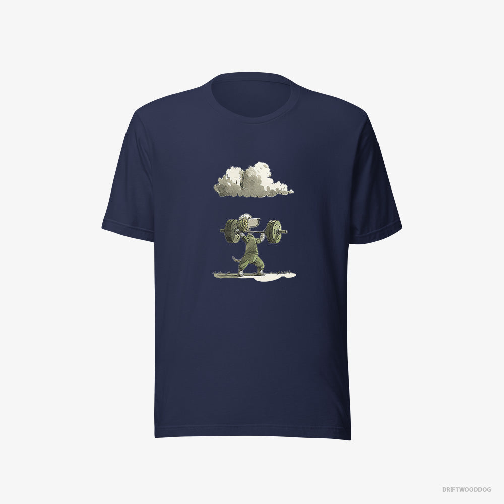 Poodle T-Shirt – Women Navy T-Shirt Eco-Friendly – Powerlifting Champion (on White Background)