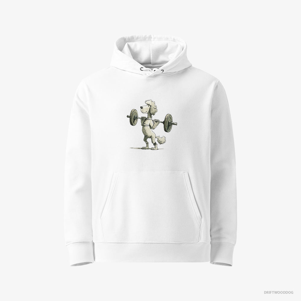 Poodle Hoodie – Women White Hoodie Eco-Friendly – Breaking Weightlifting Records (on White Background)