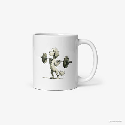 Poodle Breaking Weightlifting Records White Mug