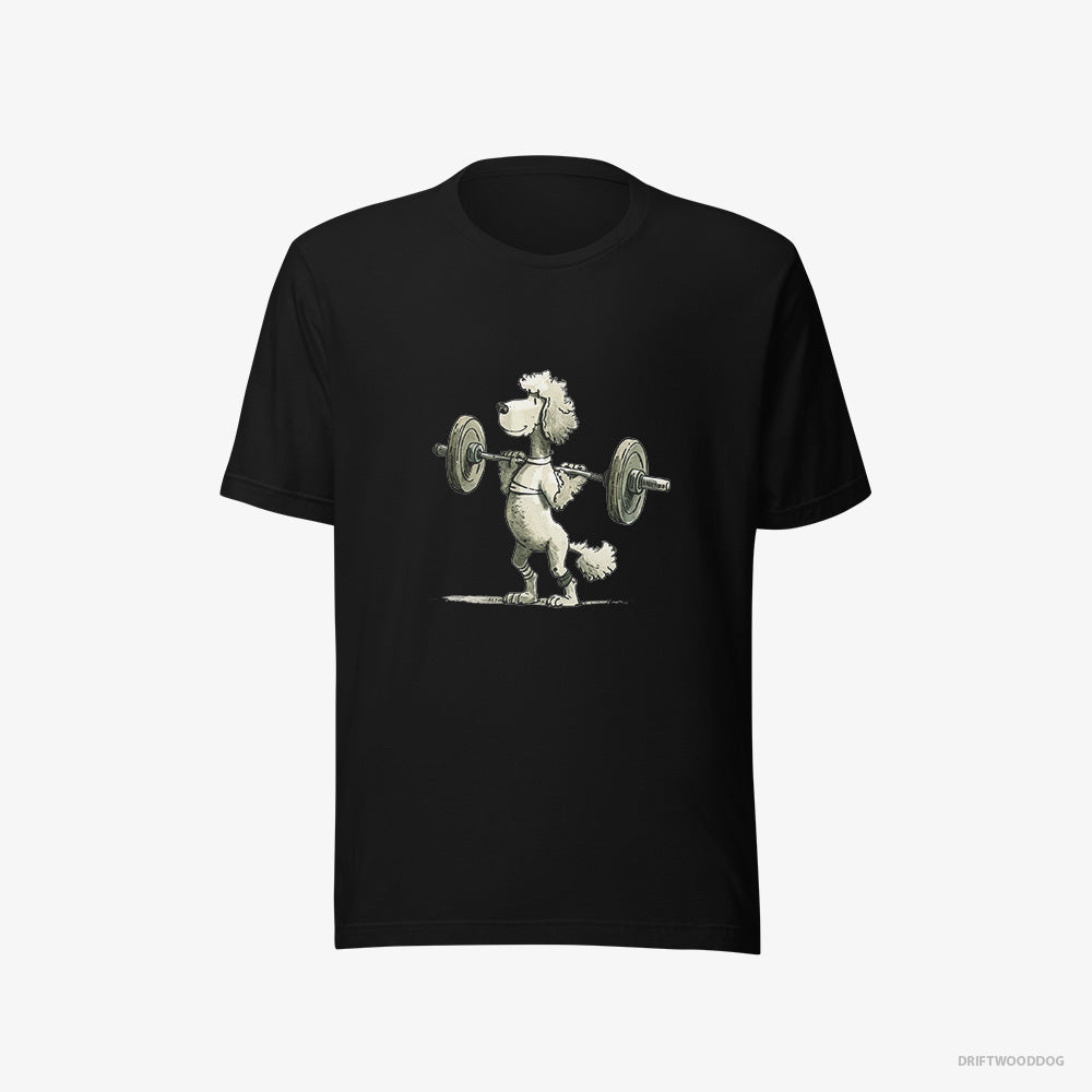 Poodle T-Shirt – Men Black T-Shirt Eco-Friendly – Breaking Weightlifting Records (on White Background)