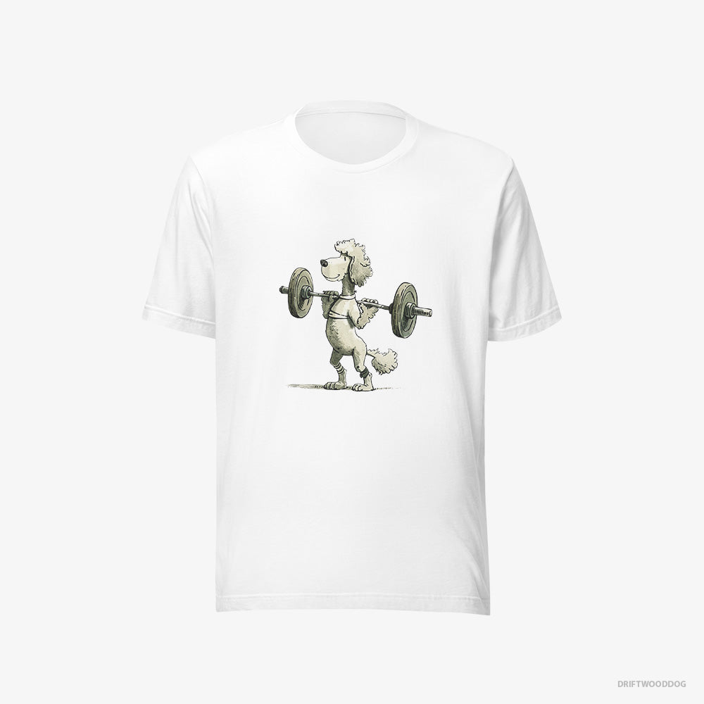 Poodle T-Shirt – Men White T-Shirt Eco-Friendly – Breaking Weightlifting Records (on White Background)