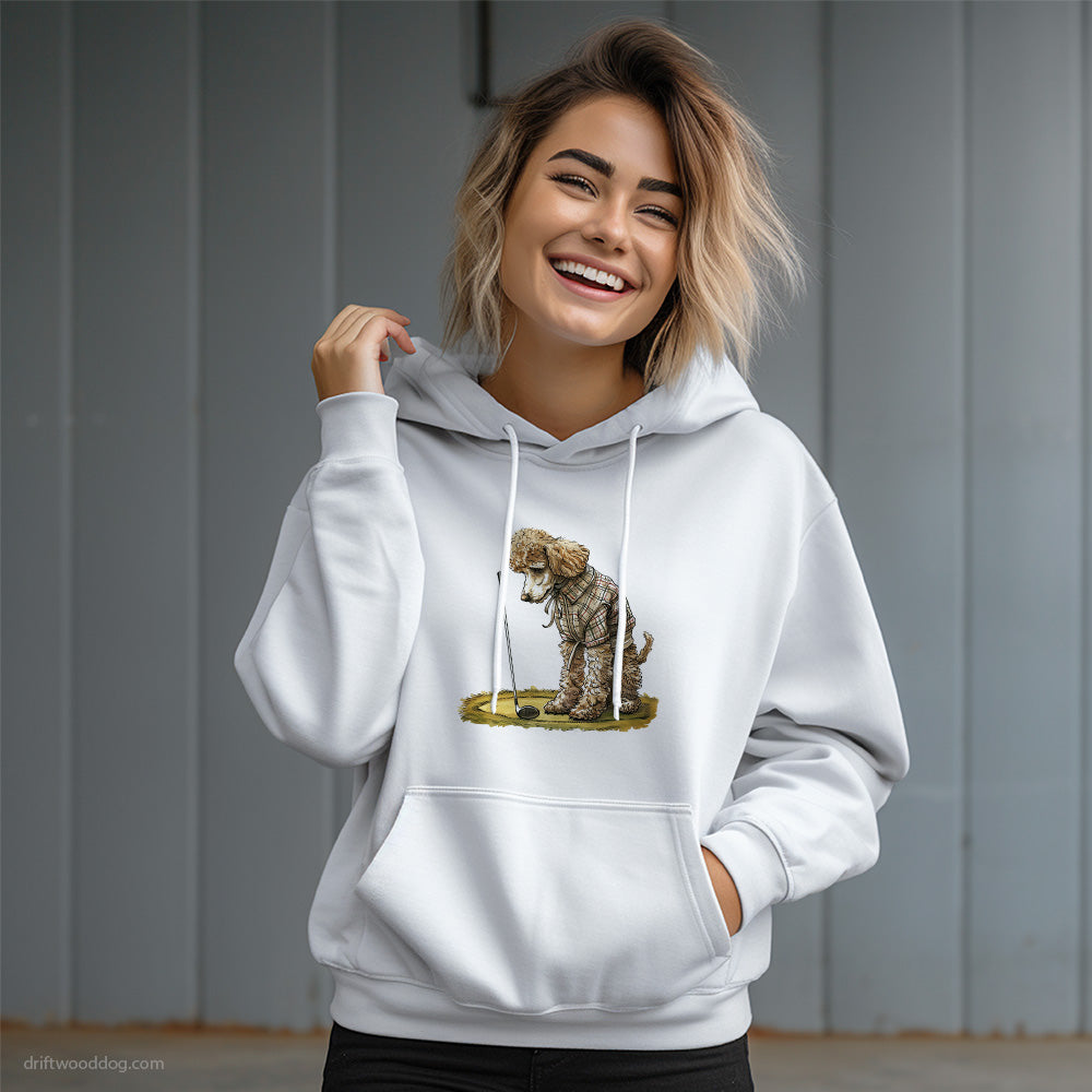 Poodle on the Golf Course Hoodie – Dog Graphic Hoodie for Women