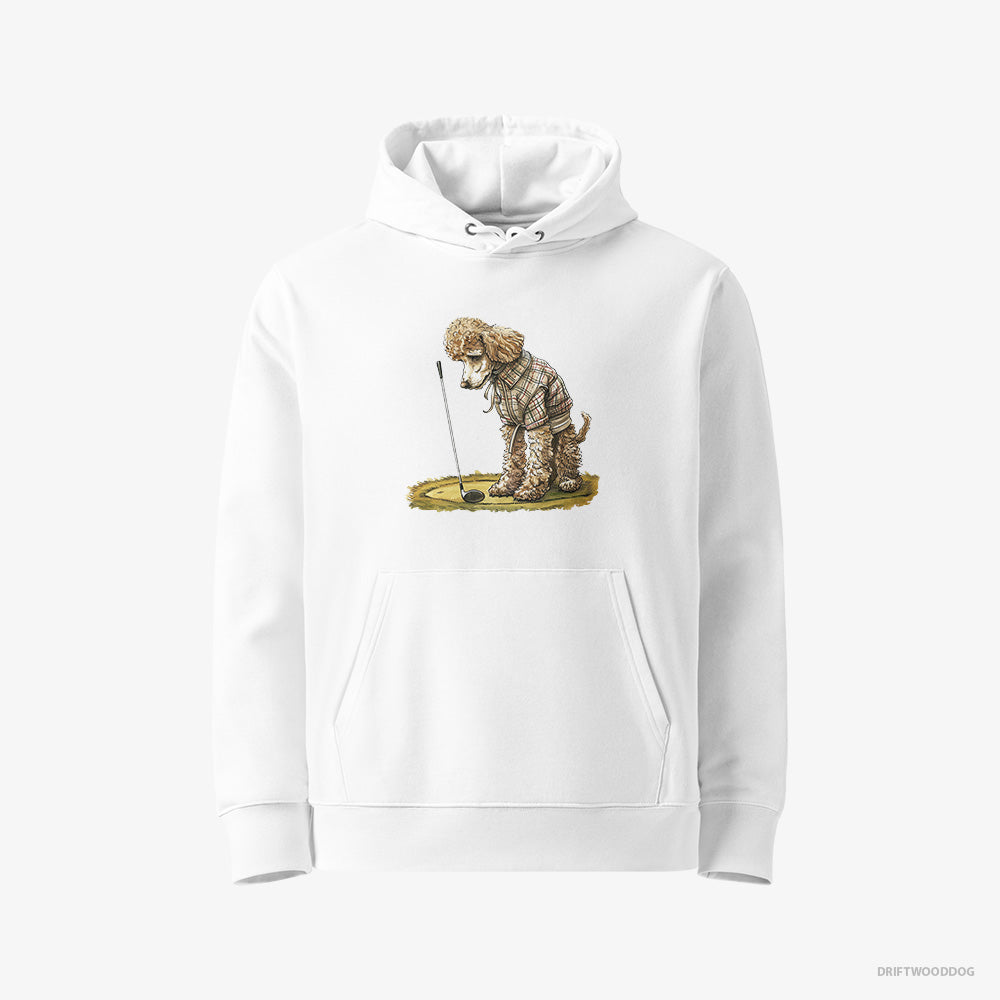 Poodle Hoodie – Men White Hoodie Eco-Friendly – on the Golf Course (on White Background)