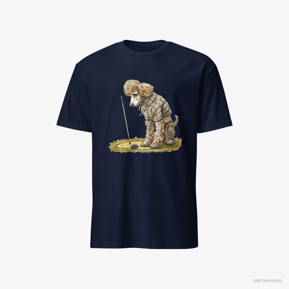 Poodle T-Shirt – Men Navy T-Shirt Classic – on the Golf Course (on White Background)