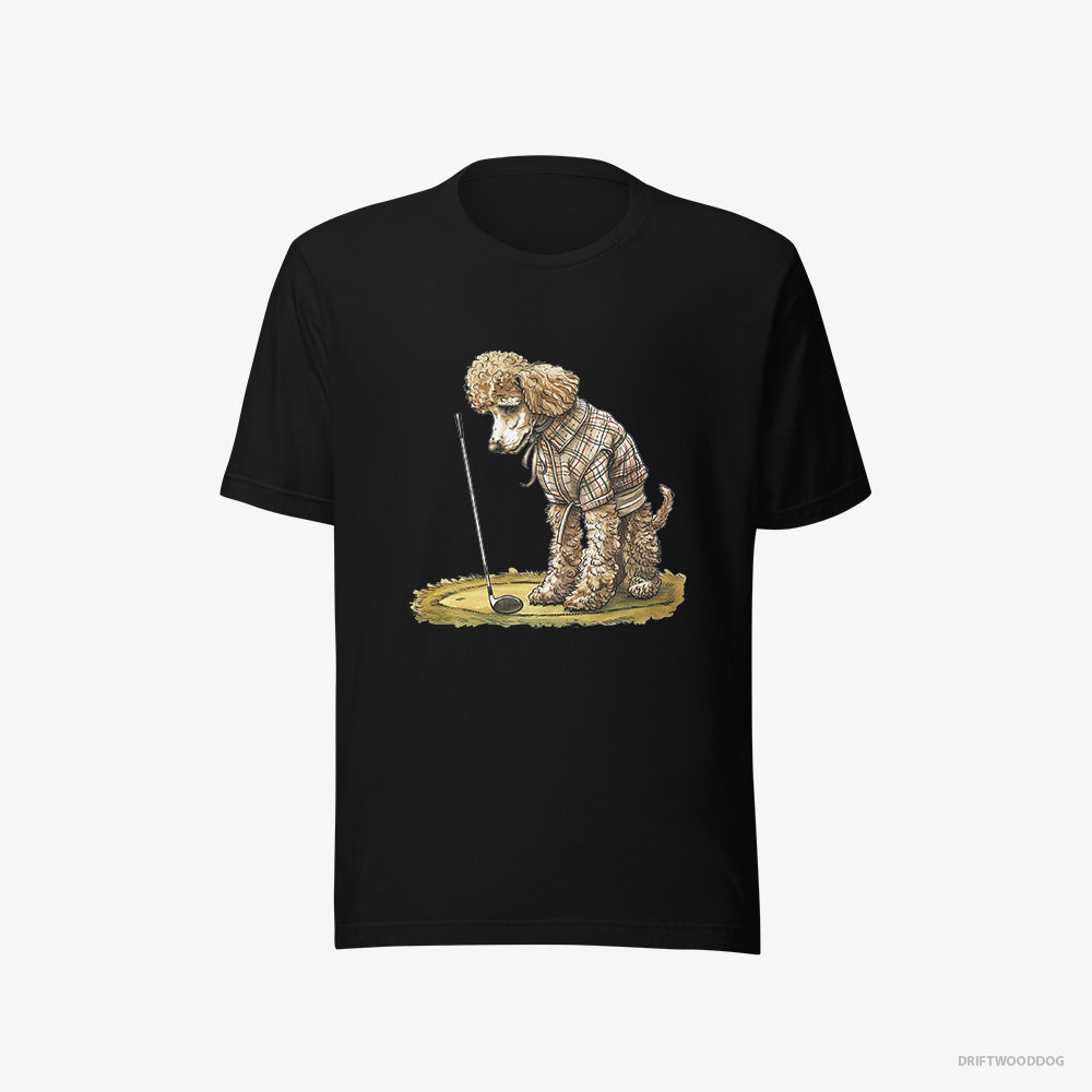 Poodle T-Shirt – Men Black T-Shirt Eco-Friendly – on the Golf Course (on White Background)