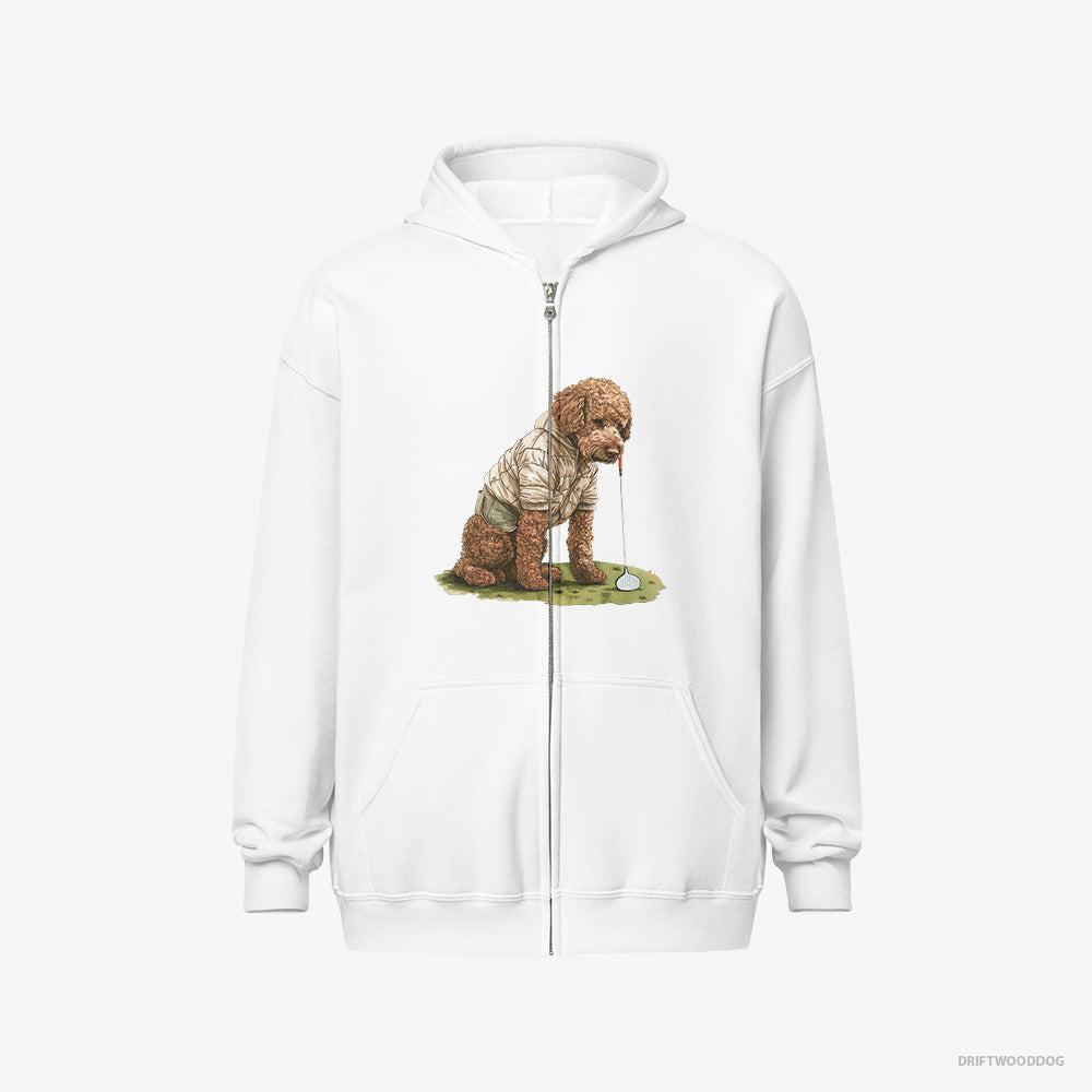 Poodle in the Golf Zone – Women's Hoodie White Full-Zip – Full-Zip