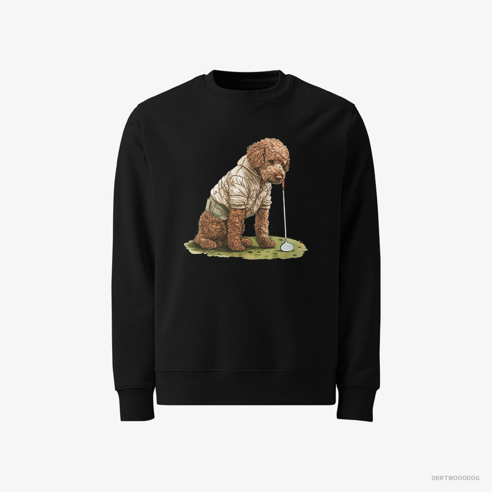 Poodle Sweatshirt – Men Black Sweatshirt Classic – in the Golf Zone (on White Background)