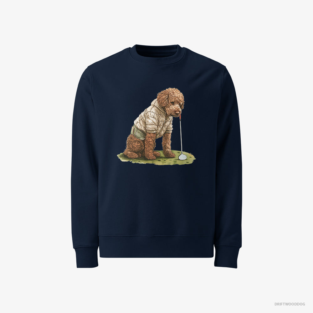 Poodle Sweatshirt – Men Navy Sweatshirt Classic – in the Golf Zone (on White Background)