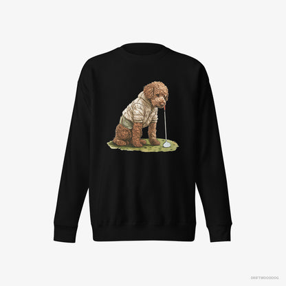 Poodle Sweatshirt – Men Black Sweatshirt Eco-Friendly – in the Golf Zone (on White Background)