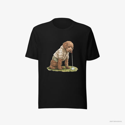 Poodle T-Shirt – Men Black T-Shirt Eco-Friendly – in the Golf Zone (on White Background)