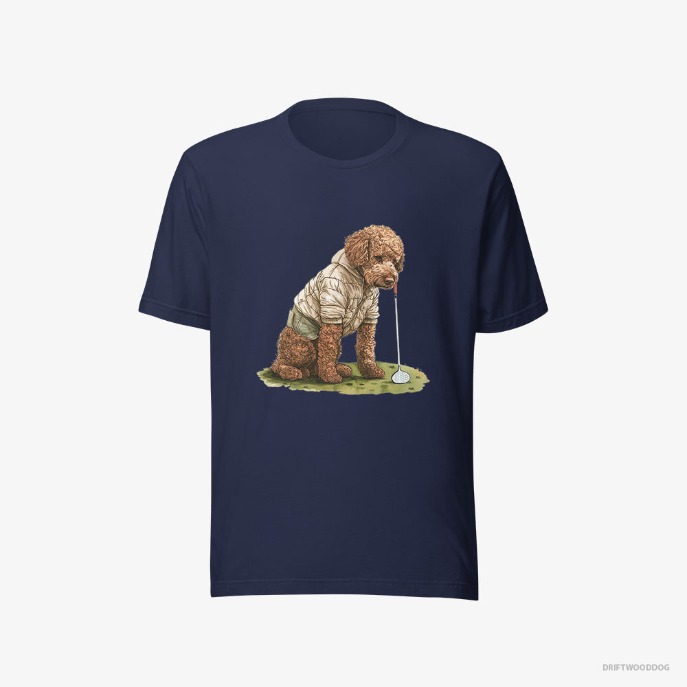 Poodle T-Shirt – Men Navy T-Shirt Eco-Friendly – in the Golf Zone (on White Background)