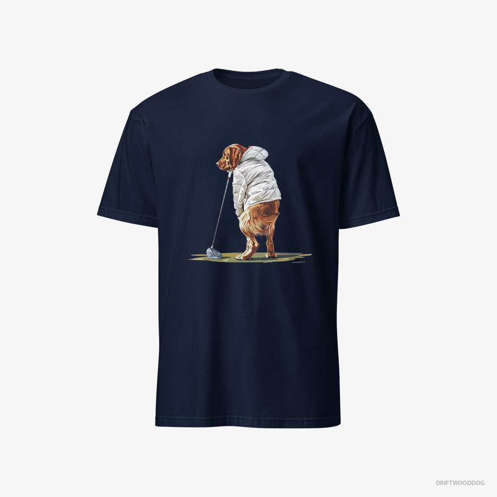 Labrador Retriever T-Shirt – Men Navy T-Shirt Classic – Perfecting the Golf Shot (on White Background)