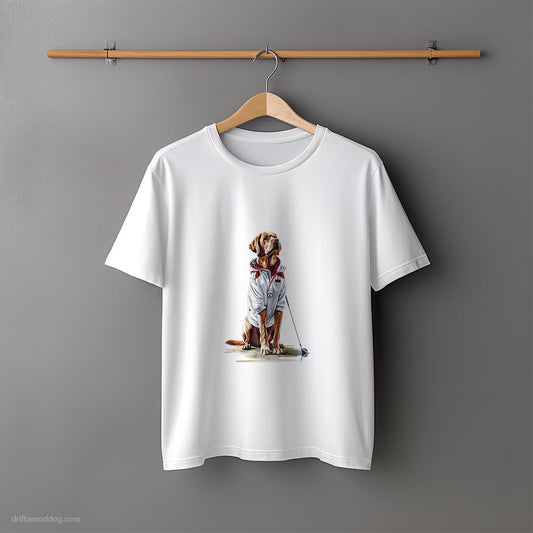 Labrador Retriever Ready for a Golf Challenge T-Shirt – Unisex Tee for Dog Lovers