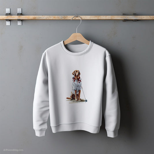 Labrador Retriever Ready for a Golf Challenge Sweatshirt – Unisex Sweatshirt for Dog Lovers