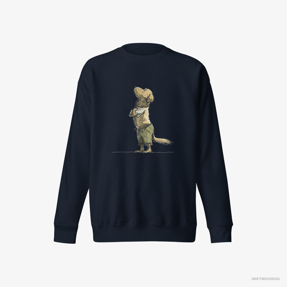 Golden Retriever Sweatshirt – Women Navy Sweatshirt Eco-Friendly – Apologizing (on White Background)