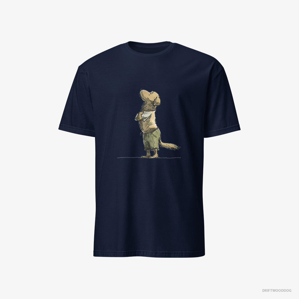 Golden Retriever T-Shirt – Men Navy T-Shirt Classic – Apologizing (on White Background)