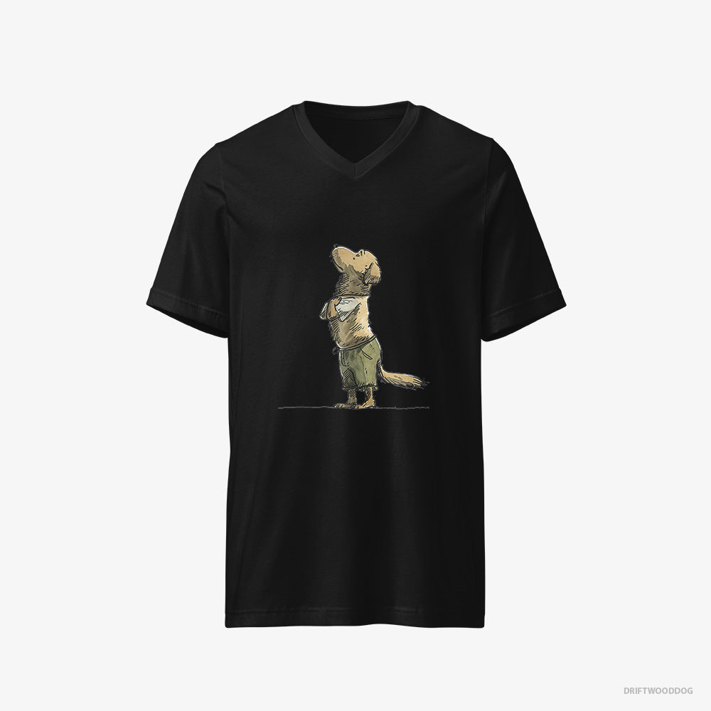 Golden Retriever T-Shirt – Men Black T-Shirt V-Neck – Apologizing (on White Background)