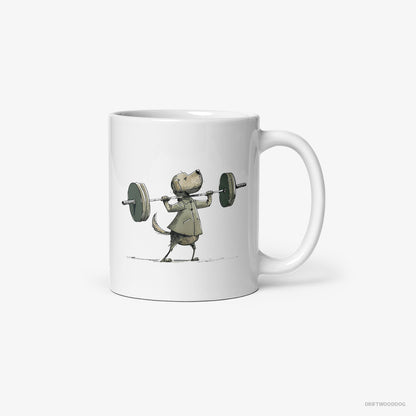 Golden Retriever Building Muscles White Mug