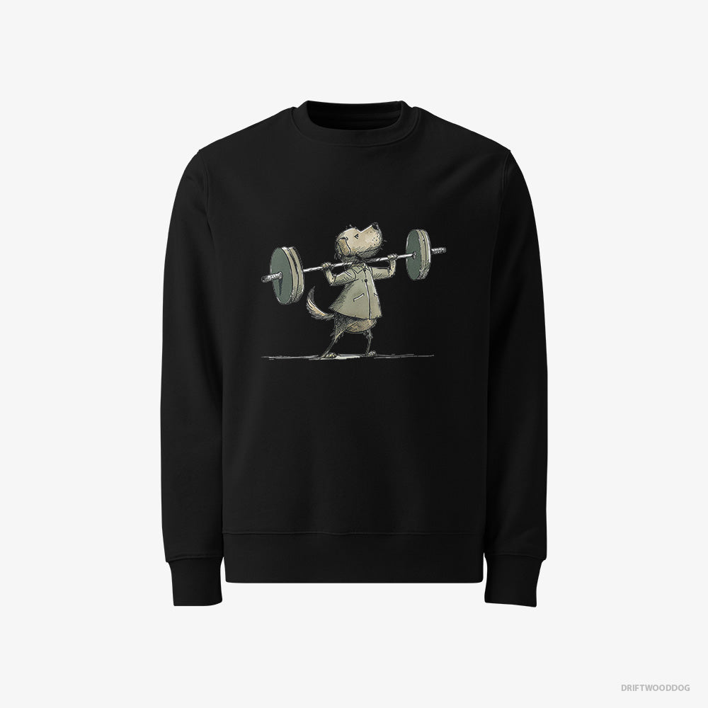 Golden Retriever Sweatshirt – Men Black Sweatshirt Classic – Building Muscles (on White Background)