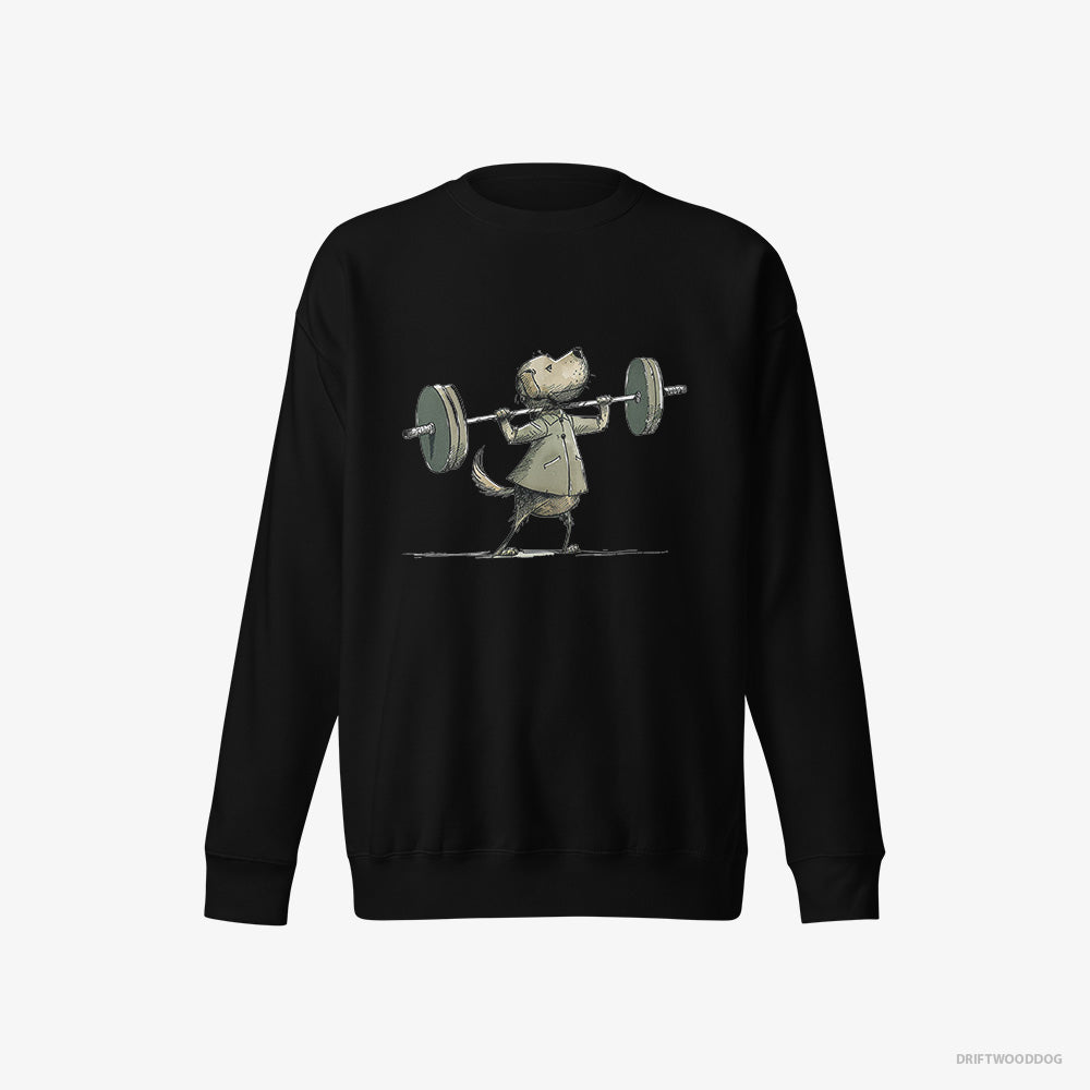 Golden Retriever Sweatshirt – Men Black Sweatshirt Eco-Friendly – Building Muscles (on White Background)