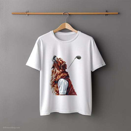 Golden Retriever on a Golf Journey T-Shirt – Unisex Tee for Dog Lovers