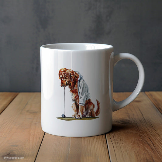 Golden Retriever with Golf Club Mug – Unique Dog Cups | Dog-Themed Mugs