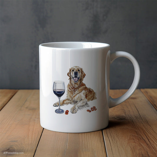 Golden Retriever Enjoying a Glass of Wine Mug – Unique Dog Cups | Dog-Themed Mugs