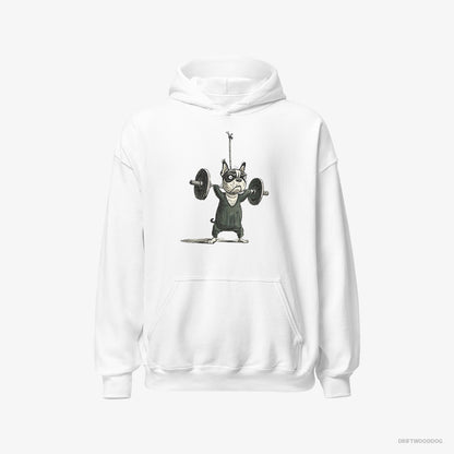 French Bulldog Powerlifting for Glory White Hoodie