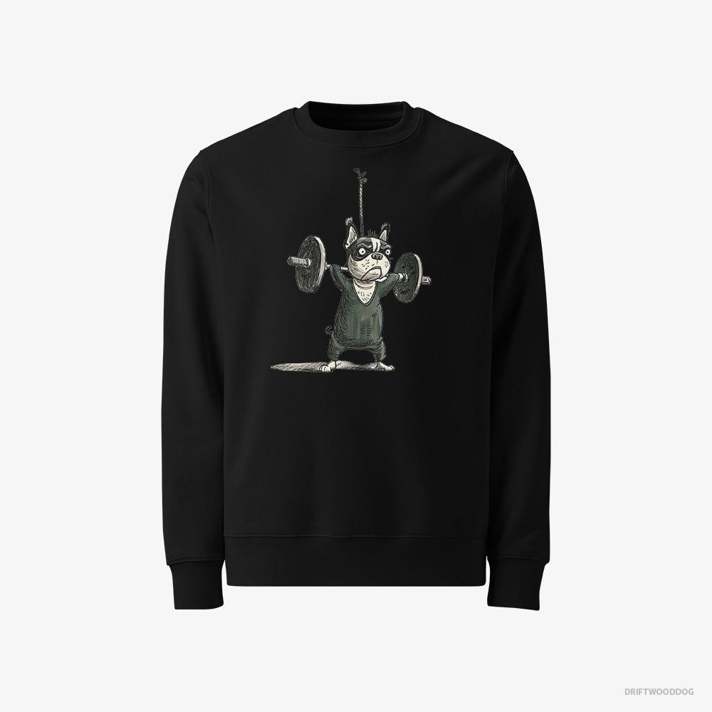 French Bulldog Sweatshirt – Men Black Sweatshirt Classic – Powerlifting for Glory (on White Background)