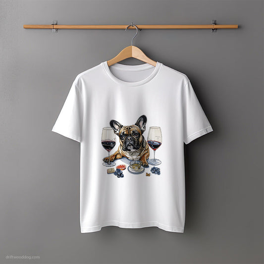 French Bulldog Relaxing with Wine T-Shirt – Unisex Tee for Dog Lovers