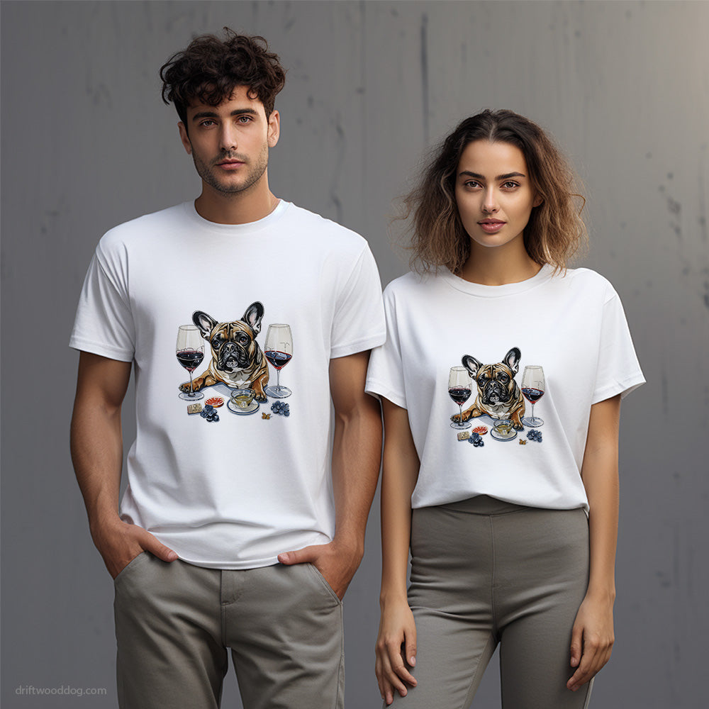 French Bulldog Relaxing with Wine T-Shirt – Unisex T-Shirt for Dog Lovers 