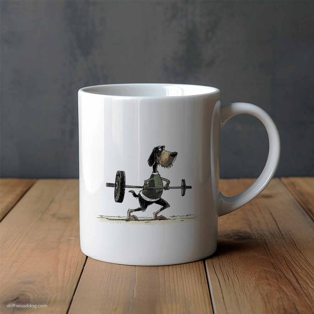 Dobermann Doing Deadlifts Mug – Unique Dog Cups | Dog-Themed Mugs