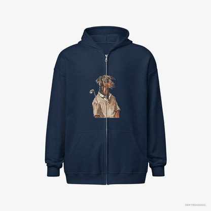 Dobermann Enjoying a Day of Golf Navy Hoodie