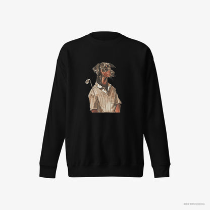 Dobermann Enjoying a Day of Golf Black Sweatshirt