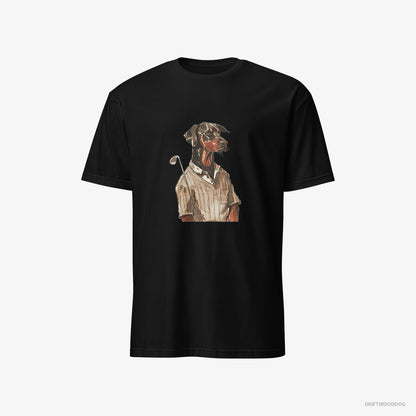 Dobermann Enjoying a Day of Golf Black T-Shirt