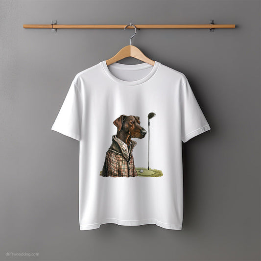 Dobermann Ready to Play Golf T-Shirt – Unisex Tee for Dog Lovers