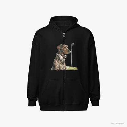 Dobermann Ready to Play Golf Black Hoodie