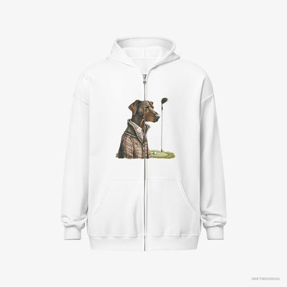 Dobermann Ready to Play Golf White Hoodie