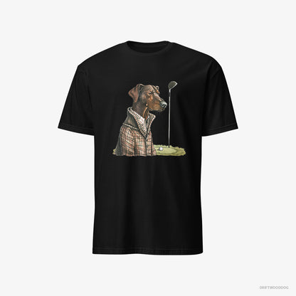 Dobermann Ready to Play Golf Black T-Shirt