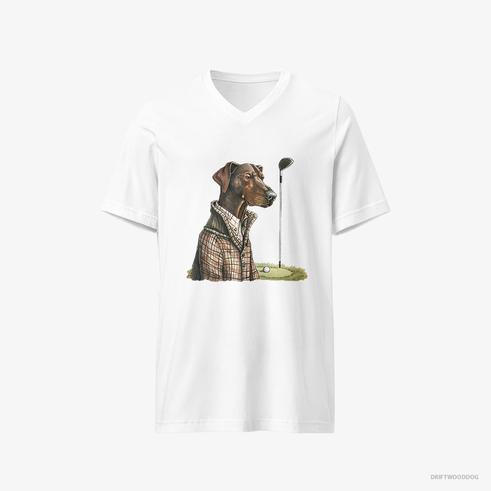 Dobermann Ready to Play Golf V-Neck T-Shirt