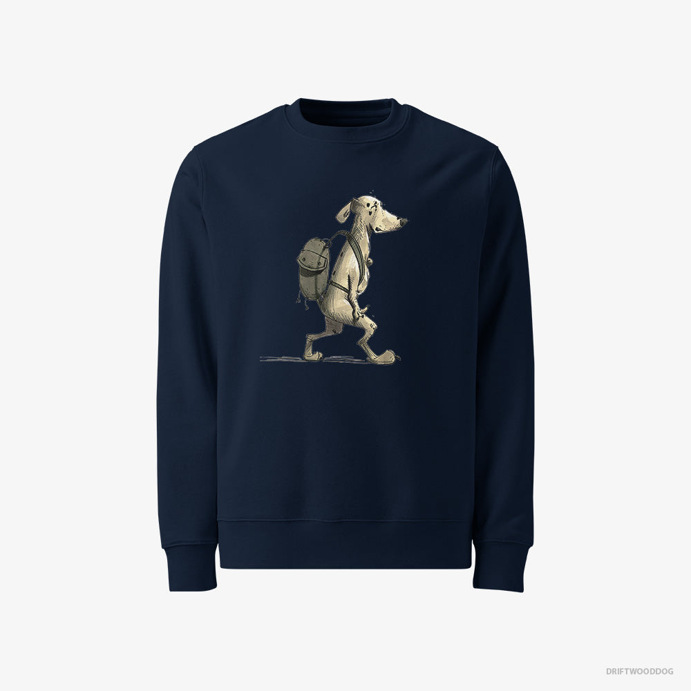 Dalmatian Sweatshirt – Men Navy Sweatshirt Classic – Going Hiking (on White Background)