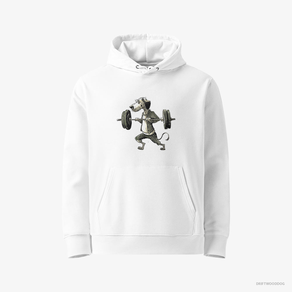 Dalmatian Hoodie – Men White Hoodie Eco-Friendly – Training for Heavy Lifts (on White Background)