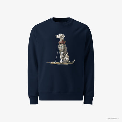 Dalmatian Sweatshirt – Men Navy Sweatshirt Classic – on a Golfing Spree (on White Background)