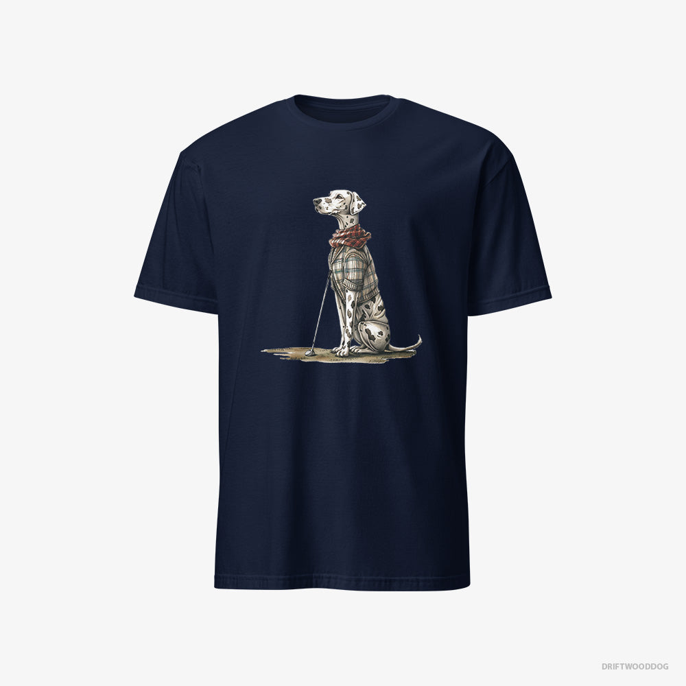 Dalmatian T-Shirt – Men Navy T-Shirt Classic – on a Golfing Spree (on White Background)