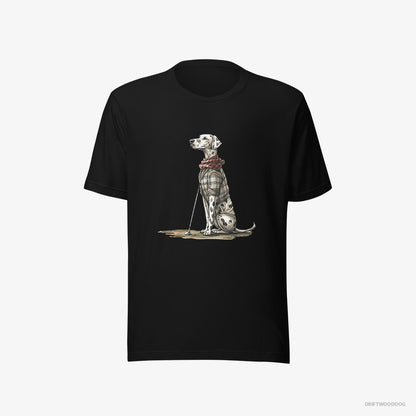 Dalmatian T-Shirt – Men Black T-Shirt Eco-Friendly – on a Golfing Spree (on White Background)