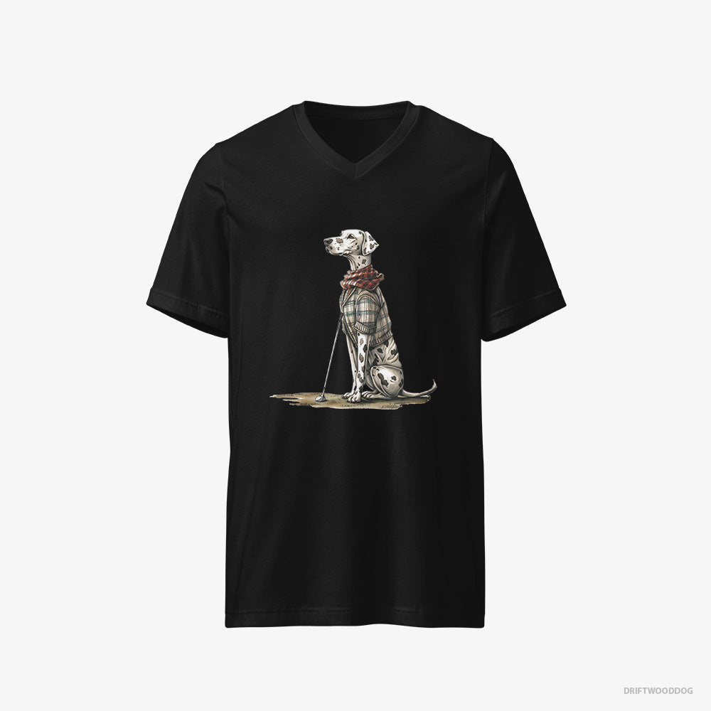 Dalmatian on a Golfing Spree – Women's T-Shirt Black V-Neck – V-Neck